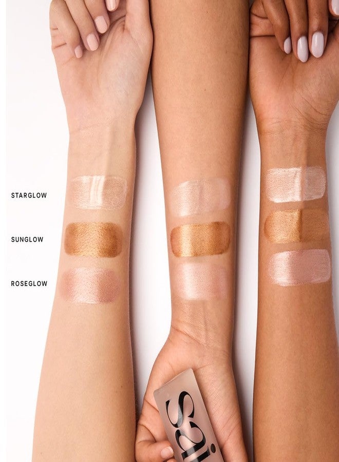 Saie Mini Glowy Super Gel Trio Gift Set - Lightweight Makeup Primer & All-Over Liquid Highlighter for Instant Glowy, Glass Skin - With Glycerin & Squalane - Starglow, Roseglow & Sunglow (0.5 oz Each) - Image 2